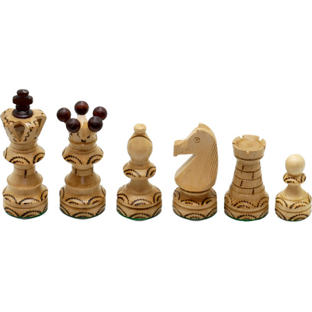 Carved wooden chess set with folding board and chess carrying case - perfect gift